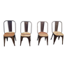 Lot de 4 chaises en métal avec assise en teck