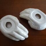 Pair of empty iridescent hand pockets in vintage ceramic 1960