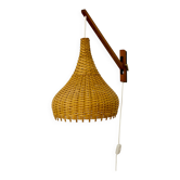 Danish Teak and Wicker Wall Lamp