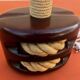 Pulley lamp base, varnished wood / rope.