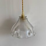 Vintage glass holophane pendant light