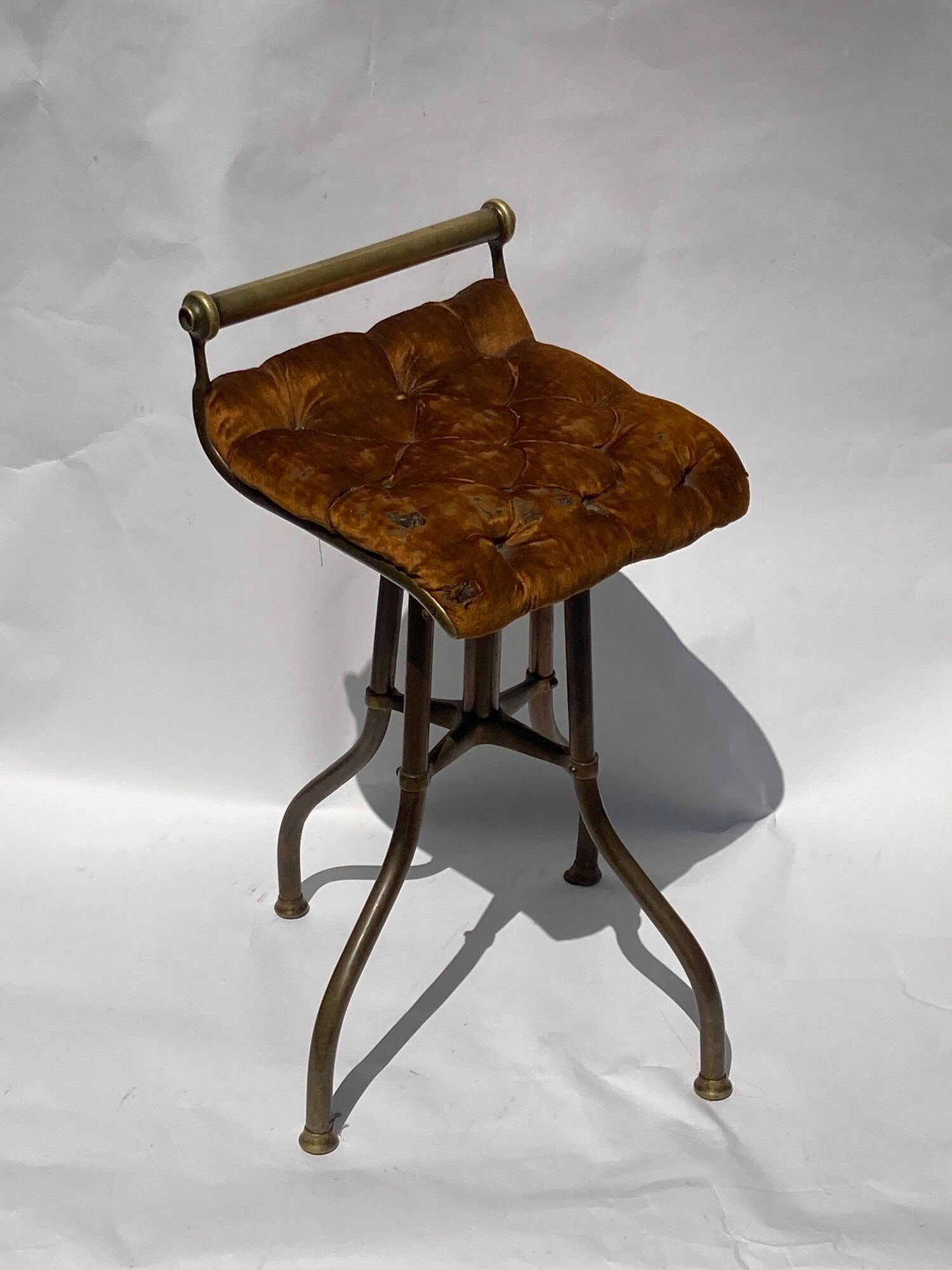 Victorian English brass piano cello music stool attributed to CH Hare