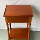 Vintage solid wood pedestal table with niche and drawer
