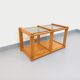 Vintage rectangular coffee table in pine and smoked glass from the 70s and 80s.