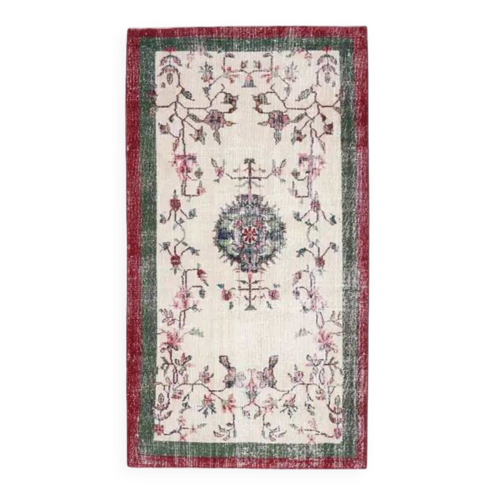 Vintage Turkish Oushak Handmade Wool Cotton Beige Area Rug 117x217