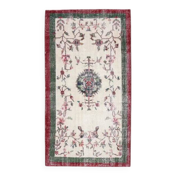 Vintage Turkish Oushak Handmade Wool Cotton Beige Area Rug 117x217