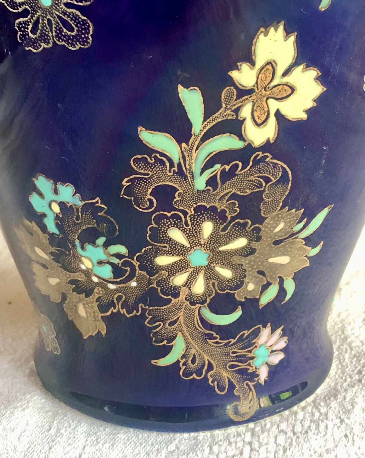 Old vase baluster enamelled lamp Boch Frères Keramis Belgium