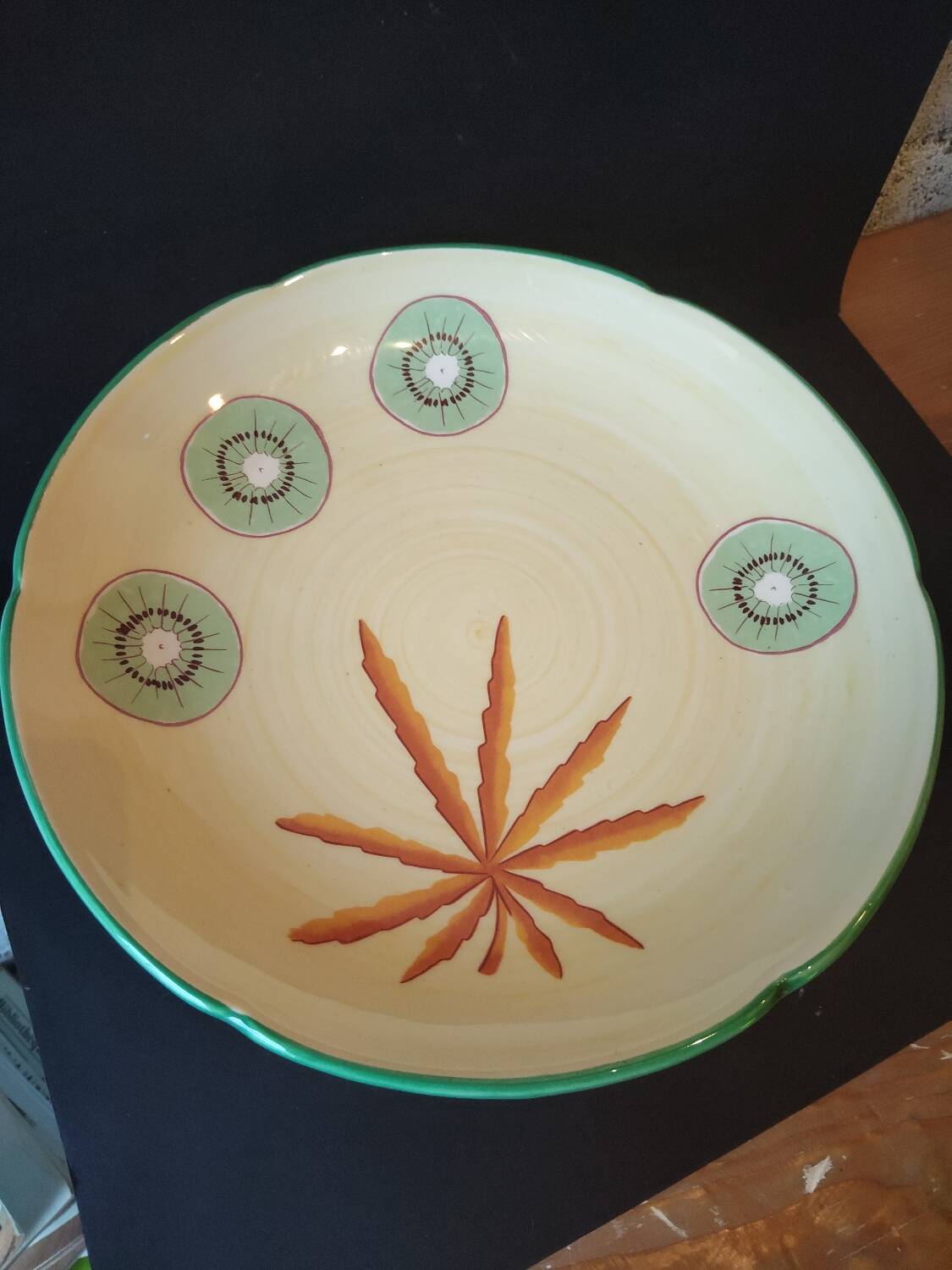 Vintage Lunéville compote dish with exotic fruit decoration from the 1960s.