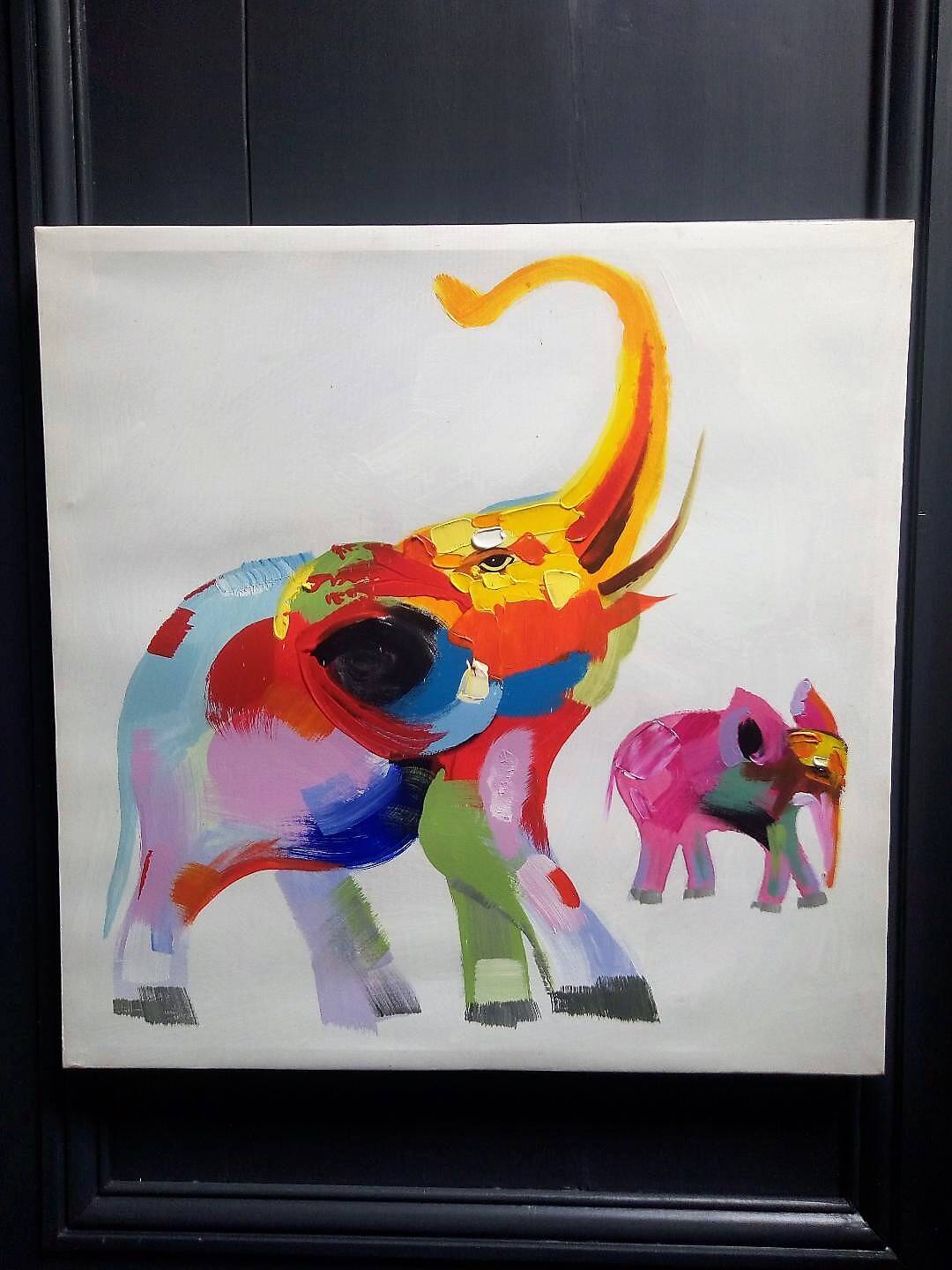 Oil on canvas elephant 58 cm x 58 cm