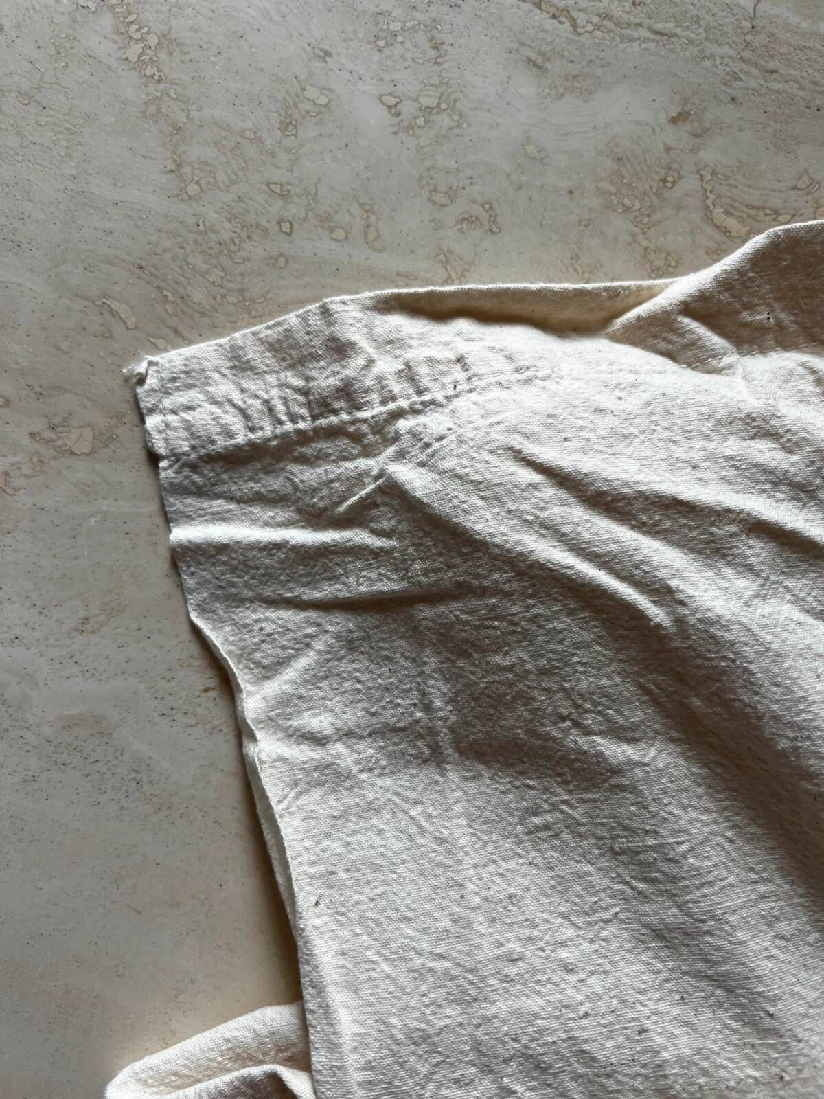 Large antique cloth in ecru, handwoven cotton and linen.