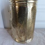 Polished brass paper basket with coat of arms