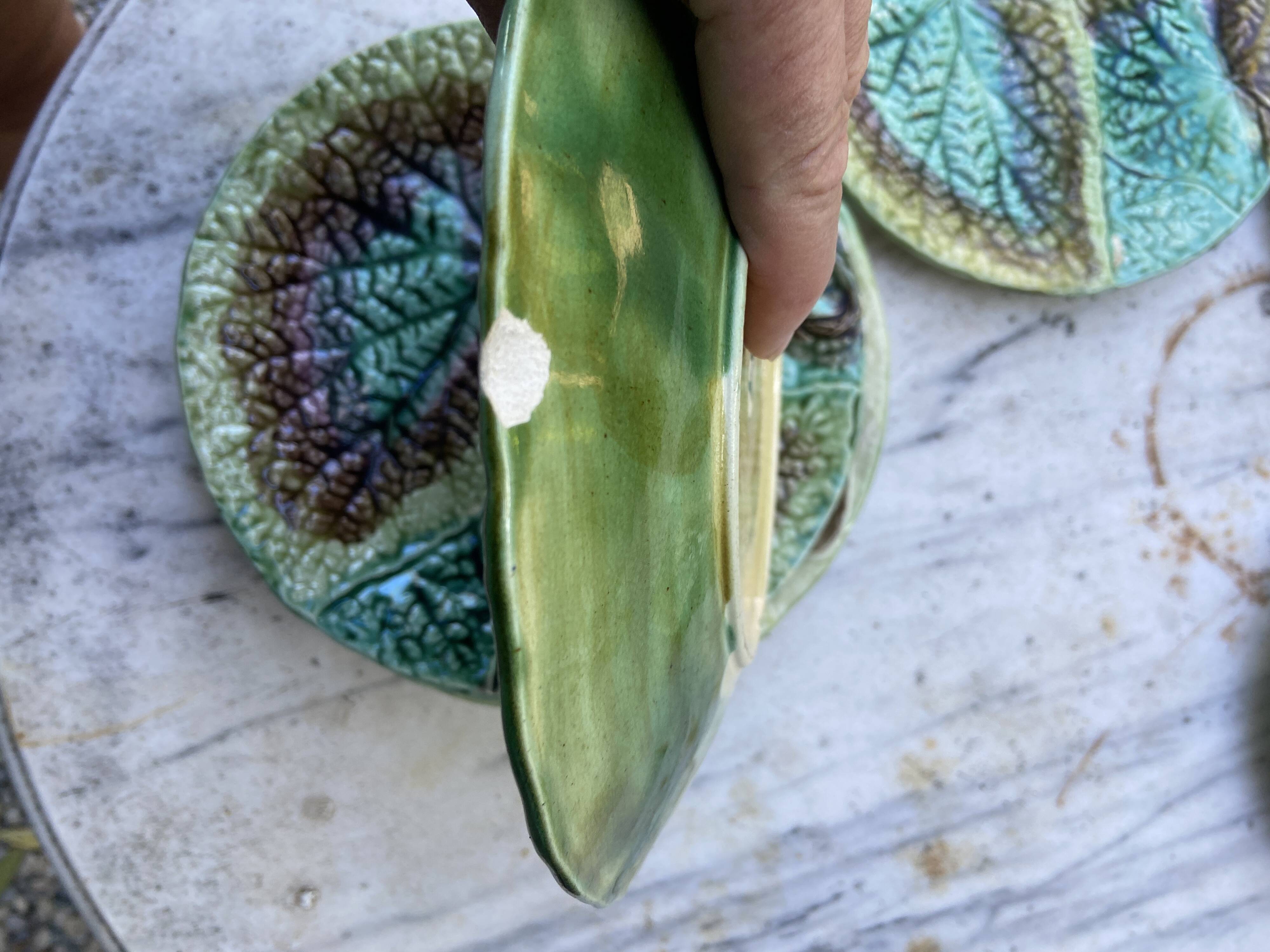 Set 8 slush plates with leaf decoration