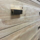 Exotic wood chest of drawers 1980 bronze handles