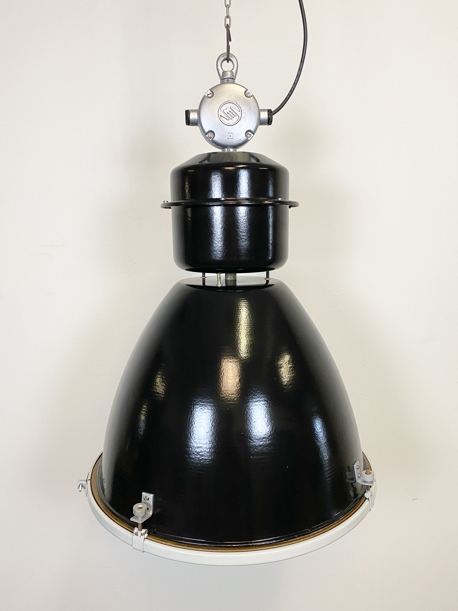 Black industrial factory lamp with clear glass cover from elektrosvit