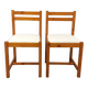 Pair of vintage chairs in pine and white terry fabric from the 70s