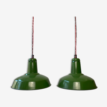 Lot 2 industrial suspensions emaillees green xxl 41 cm