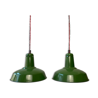 Lot 2 industrial suspensions emaillees green xxl 41 cm