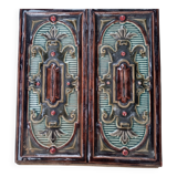 Antique Art Nouveau glazed earthenware tile from the 19th century