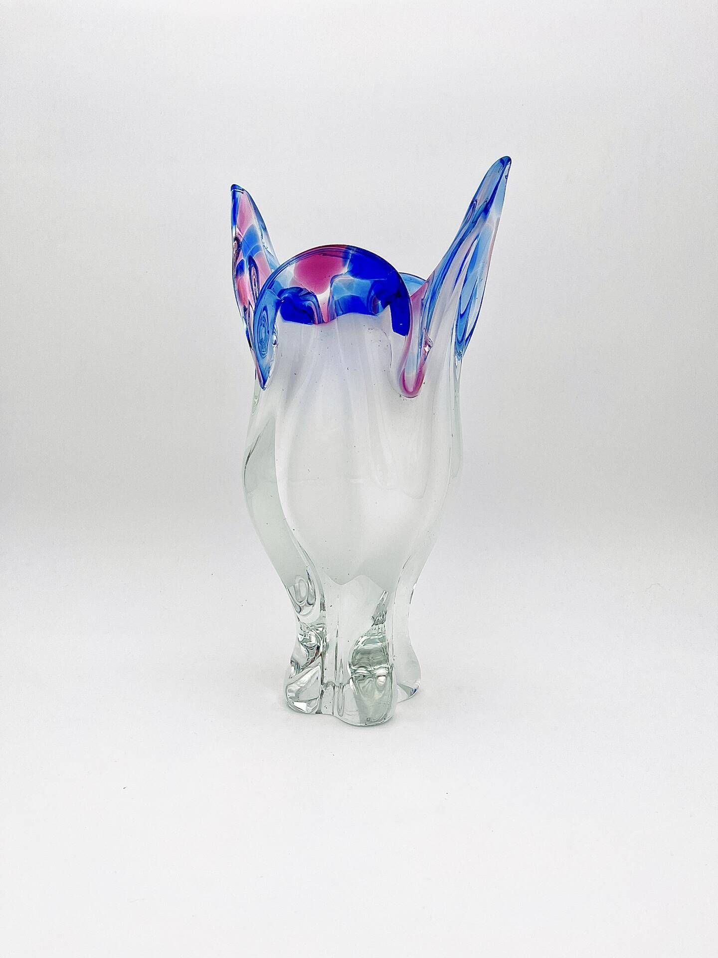 Monumental Vase Josef Hospodka Chribska Sommerso White Crystal 33cm