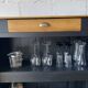 Bar cabinet with chevron installation