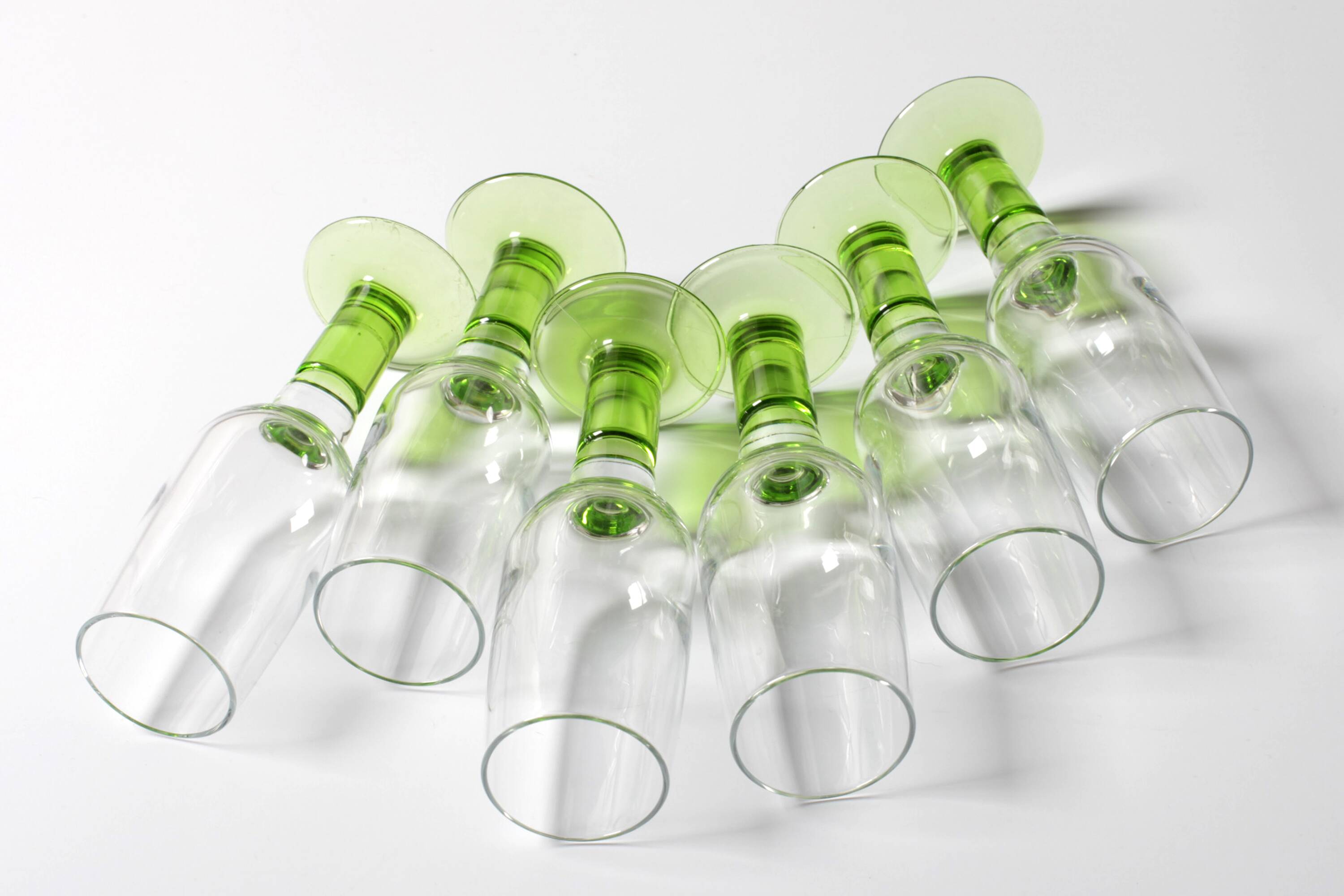 Set of 6 Limoncino Sherry Glasses / Green Sorbetto Stemware /Bormioli Rocco