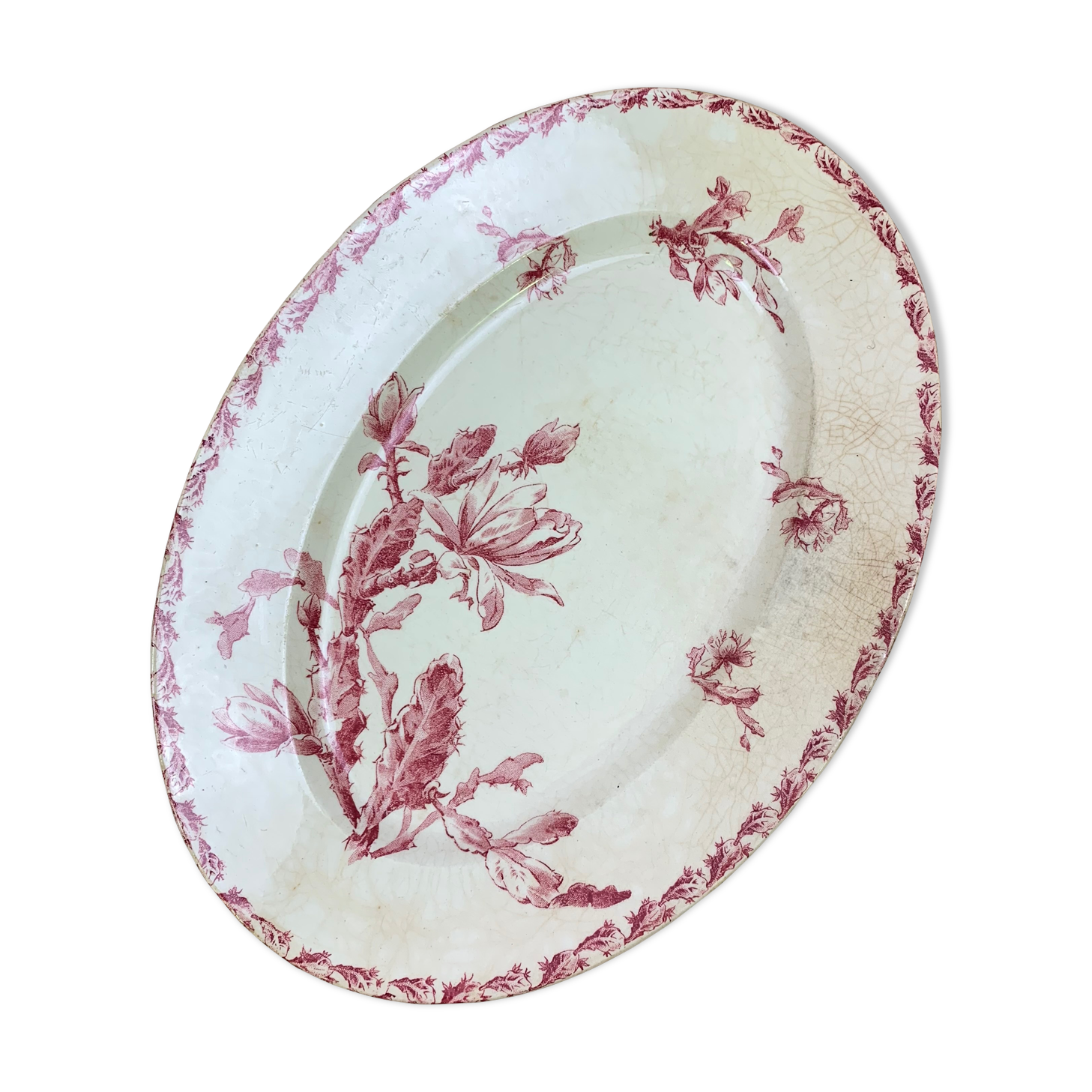 Dish oval porcelain of Gien model Cactus