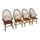 Set of 4 Scandinavian Windsor chairs in birch wood, 1960s