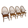 Ensemble de 4 chaises Windsor scandinaves en bois de bouleau, 1960s