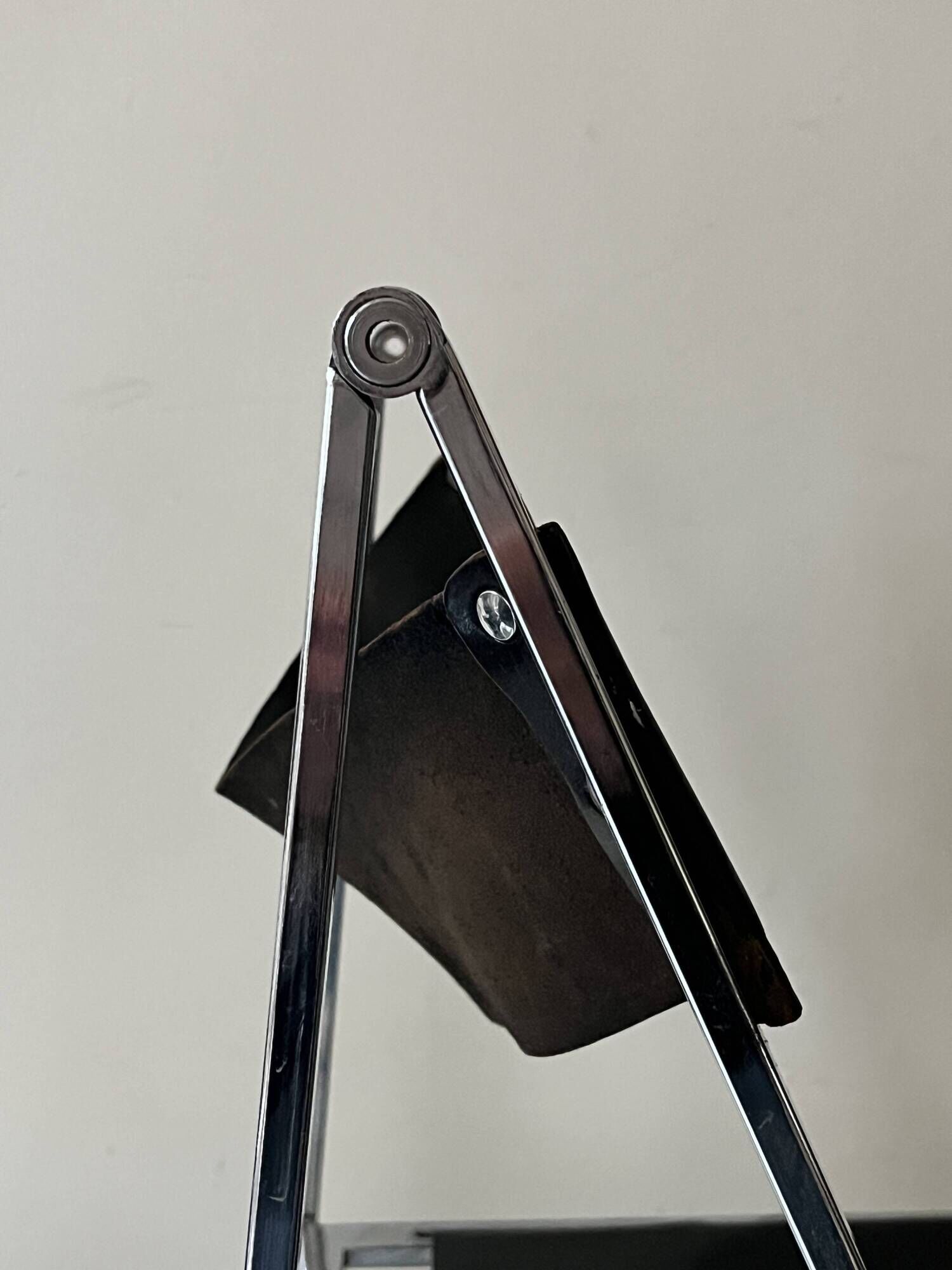 Set of 2 folding chairs in leather and chrome model Elios by Fontini & Geraci, Italy 1970