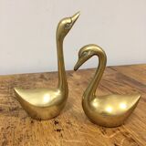 Pair of brass swans