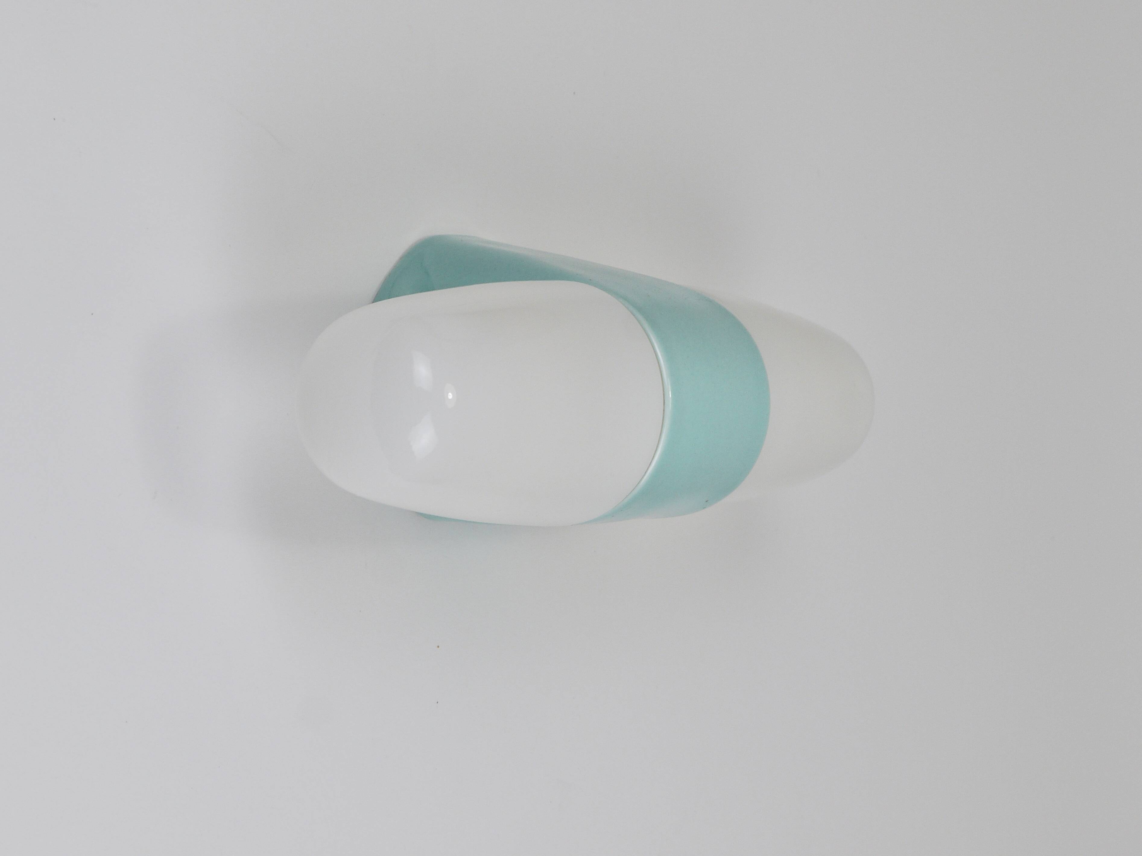 Wilhelm Wagenfeld Bauhaus Turquoise Double Sconce Wall Light, Germany, 1950