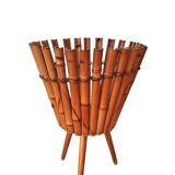 Bamboo Cache Pot on Vintage Stand