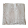 YM monogrammed embroidered linen sheet