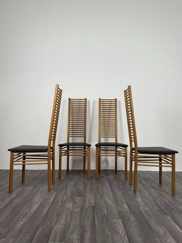 Ladder Back Dining Chairs, Italy, 1980, Set of 4