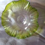 Abat-jour de verre clair & vert opalescent