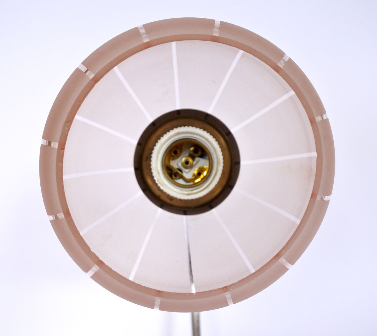 Art deco chrome and pink glass table light