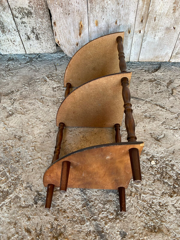 Étagère Meuble D’Angle Ancien Bois + Tablette Verte Vintage