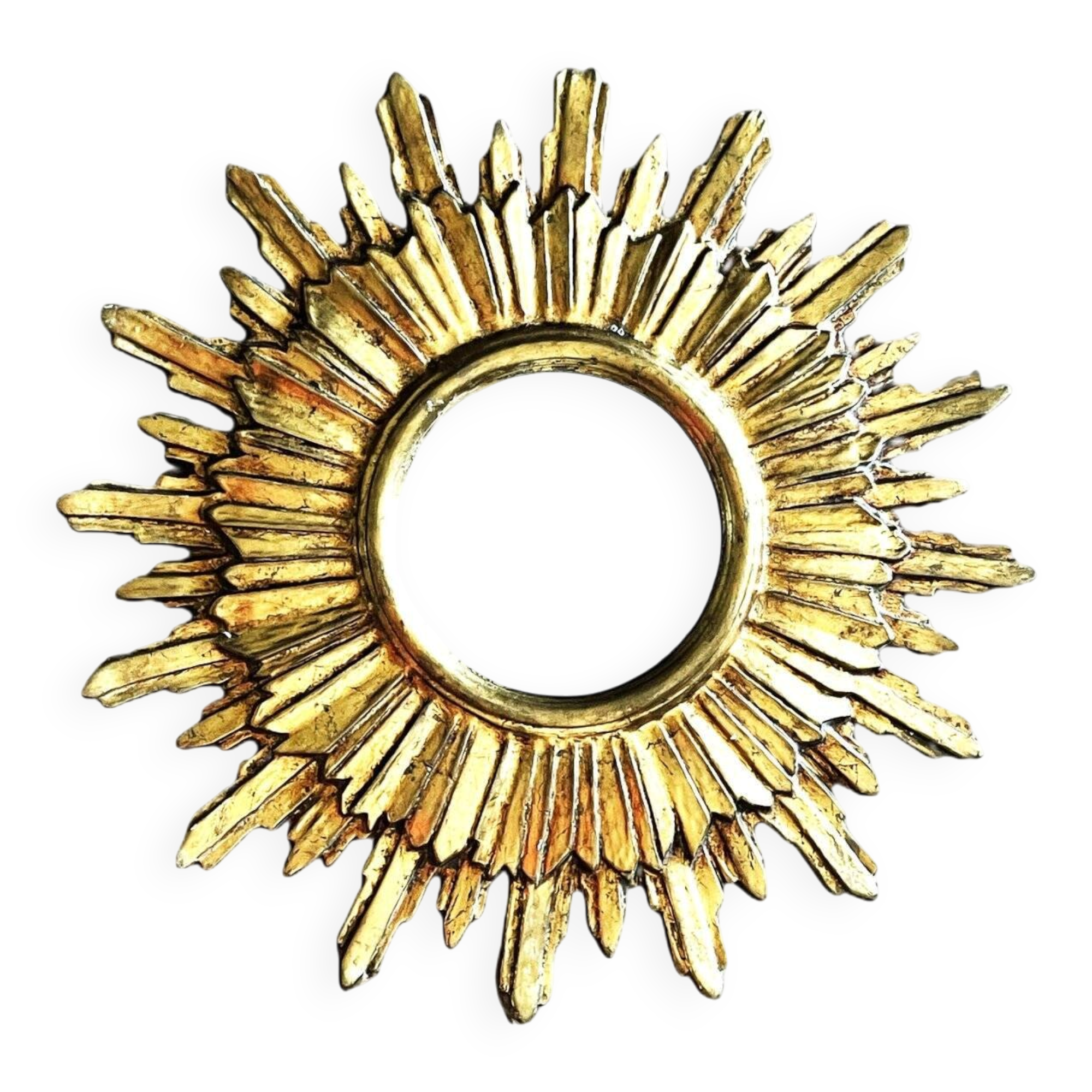 Vintage sun wall mirror in gilded wood, 1960