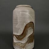 Vase signed in glazed earthenware ceramic 1960 gray background