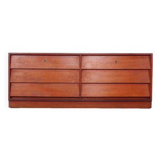 Small Vintage Low Teak Sideboard with Drawers, 1960s