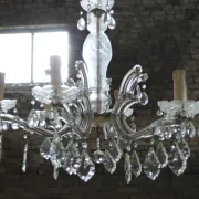 Maria Theresa crystal chandelier with leaf drops, 6 lights, mid-20th c.