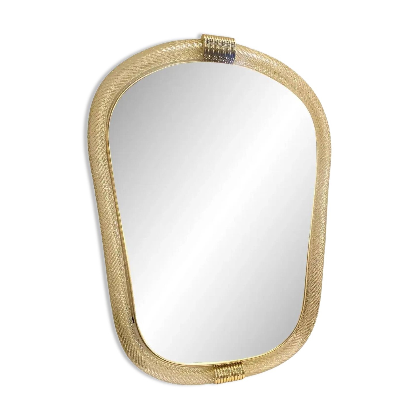 Venetian Style Murano Glass Mirror with Twisted Torciglione Frame