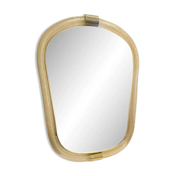 Venetian Style Murano Glass Mirror with Twisted Torciglione Frame