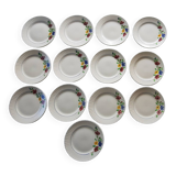 Service of 13 dessert plates and pie dish Digoin & Sarreguemines "Beausoleil"