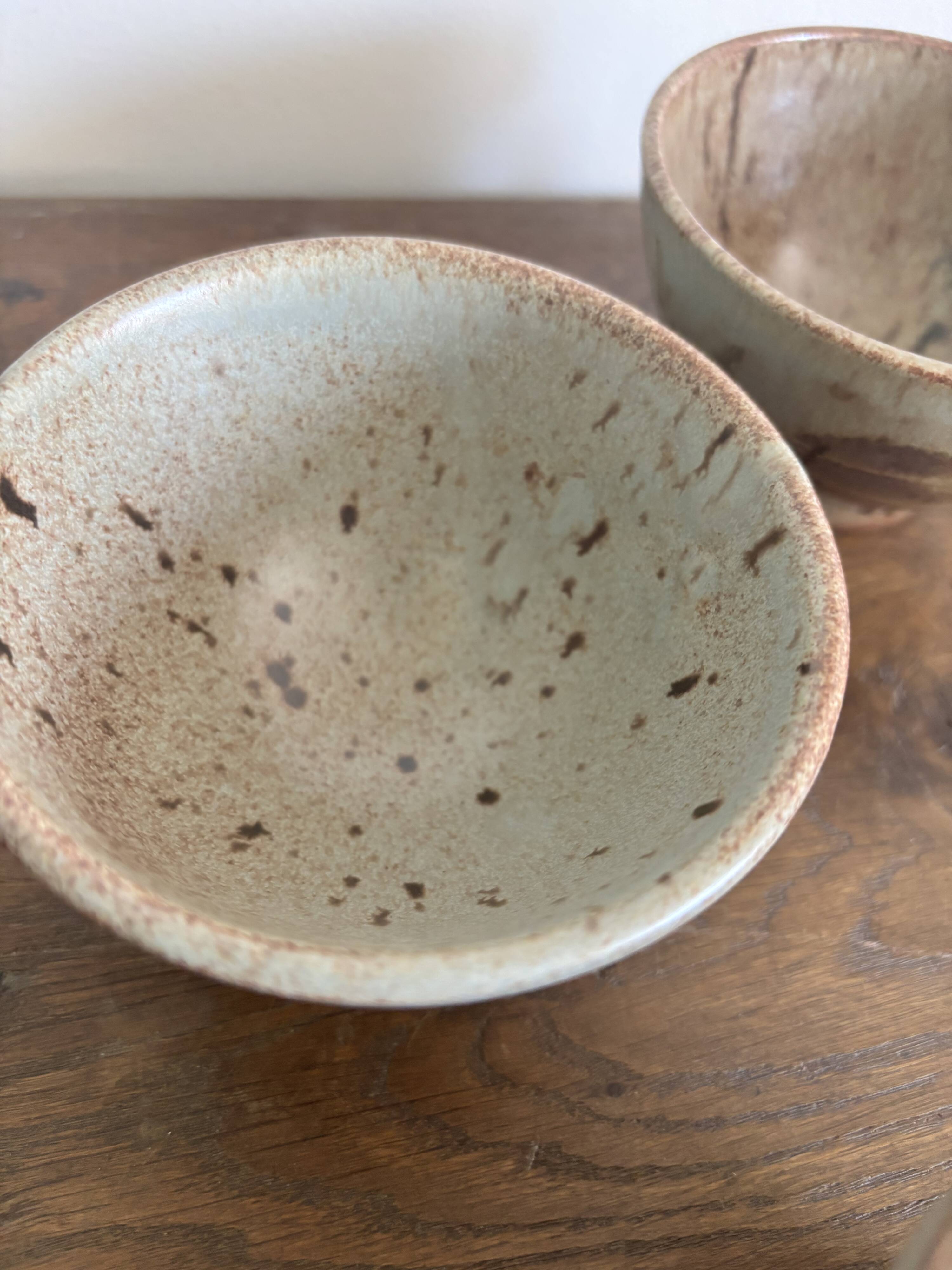Set of 3 vintage speckled stoneware mugs