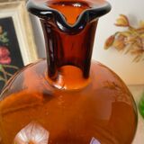 Large amber glass apothecary bottle with spout