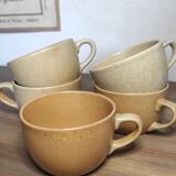 Set of 5 pretty vintage stoneware mugs