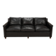 Mid-century black leather Scandinavian 3-seater sofa, 1950s