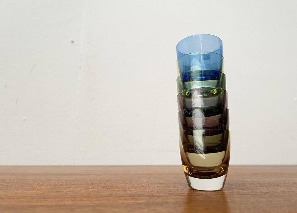 Coloured Space Age shot glasses by Gral, mid-century German, 1960s, set of 5.