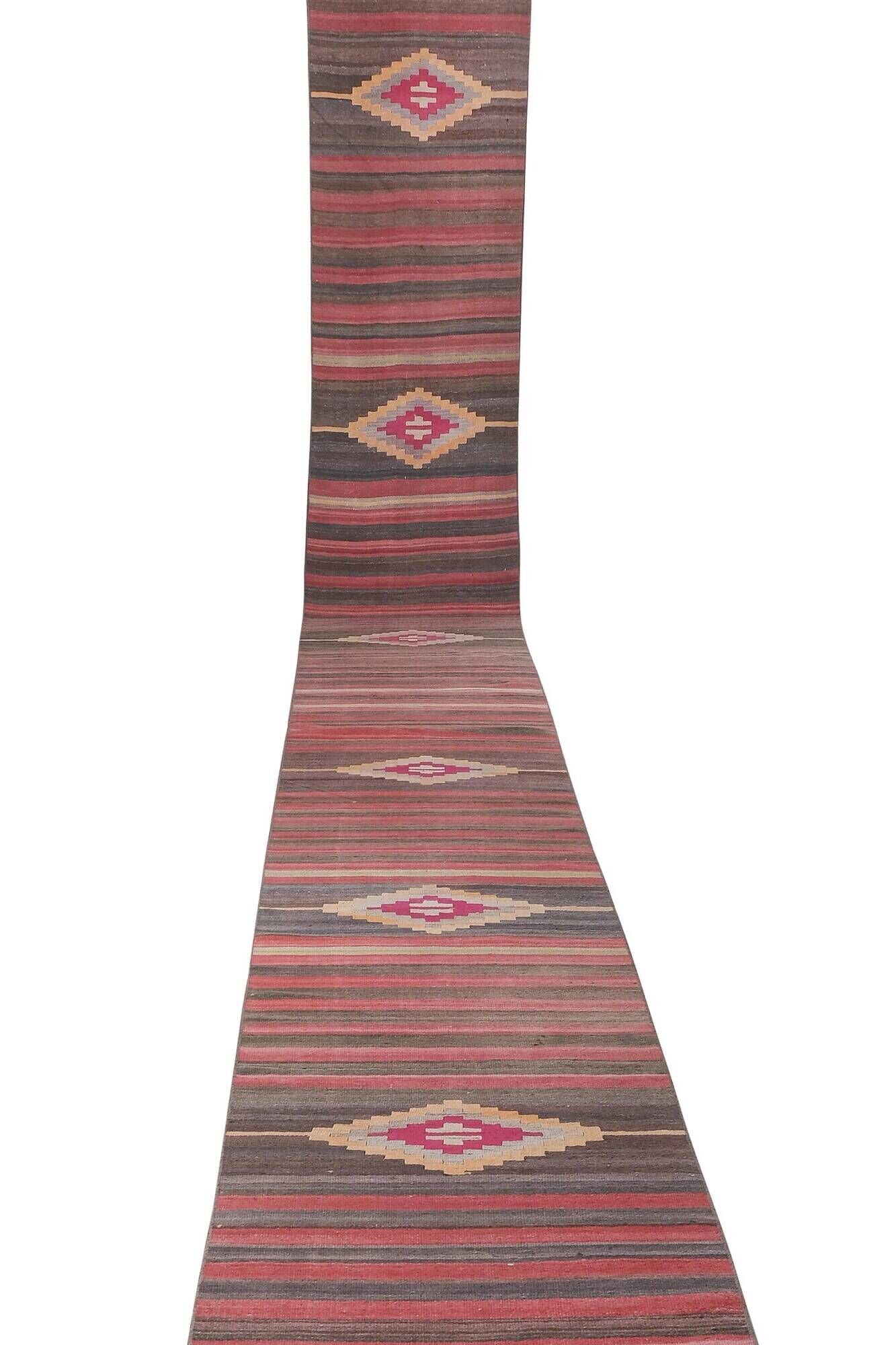 Vintage Turkish hallway rug 86x903 cm